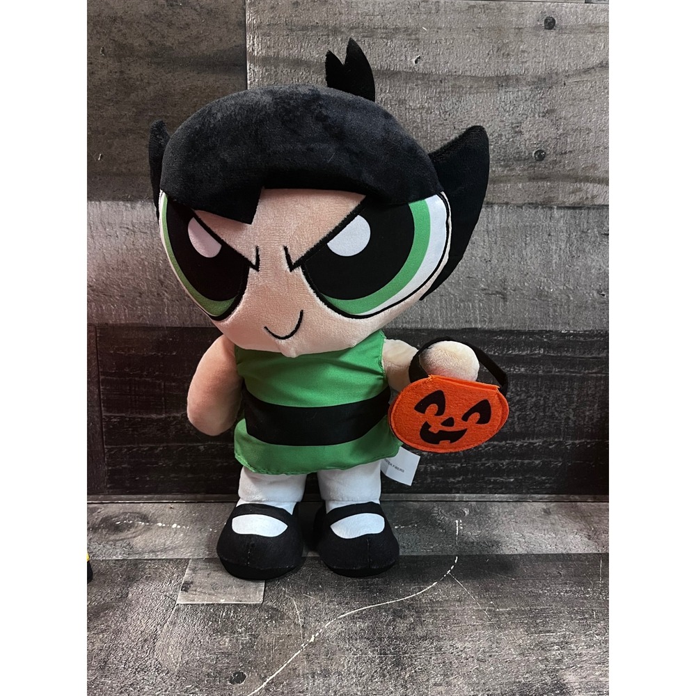 Powerpuff Girls Buttercup Halloween Plush Pumpkin Trick or Treat Gemmy 10 inch